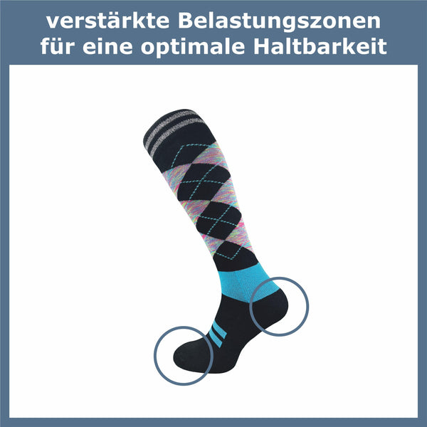 Karierte Reitsocken Damen (4 Paar) - GAWILO