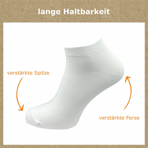 Sneaker Socken 100% reine Baumwolle Damen (10 Paar) - GAWILO