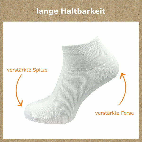Sneaker Socken 100% reine Baumwolle Damen (6 Paar) - GAWILO