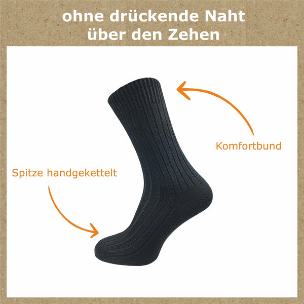 Socken 100% reine naturbelassene Baumwolle Damen & Herren (6 Paar) - GAWILO
